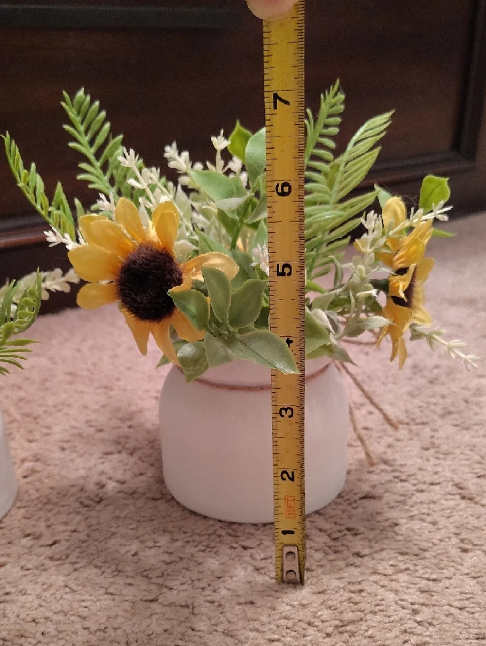 Sunflower Faux Plant Arrangement in White Pot